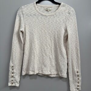 Madewell Oatmeal Waffle Knit Long Sleeve Crew Top Cozy